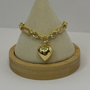House of Harlow 1960 Gold Heart Charm Link Bracelet